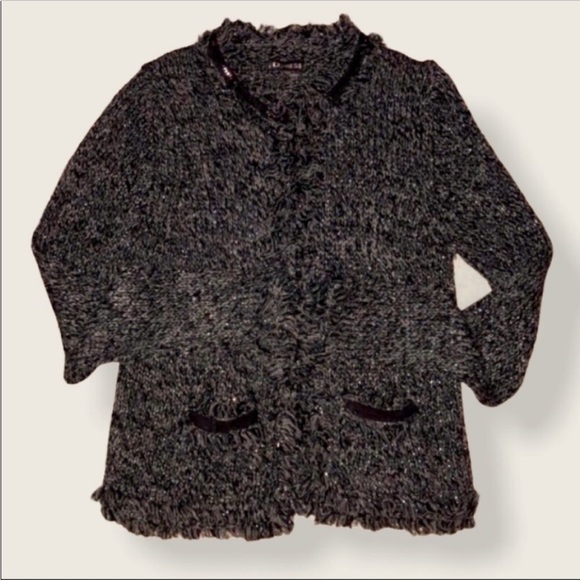 Express Silver & Black Glitter Coat Blazer Sweater Small NWOT - Picture 7 of 9
